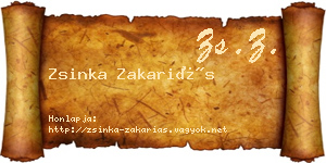 Zsinka Zakariás névjegykártya